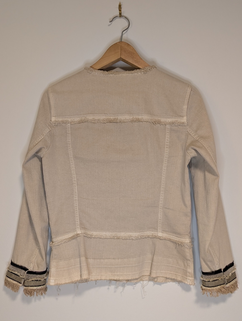 Tan Marc Aurel Beige Frayed Hem Lightweight Jacket (Small 36) - Picture 5 of 14
